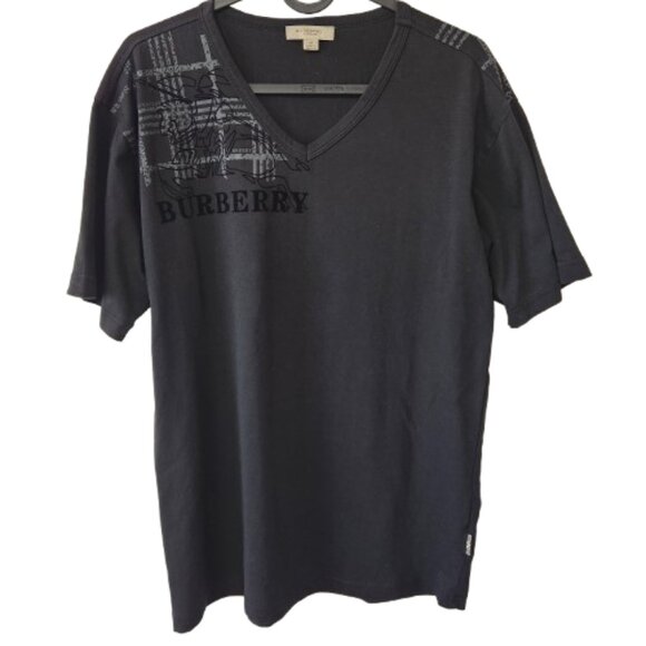 Burberry London Men’s Medium T-Shirt – Black w/ Embossed Logo – Made in England - Picture 1 of 8